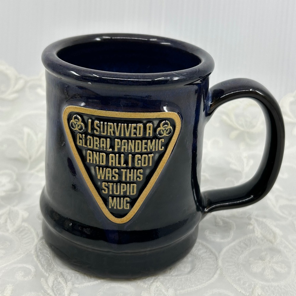 Deneen Handmade Pottery Mug 2020 Pandemic Drip Glaze Large Coffee Mug